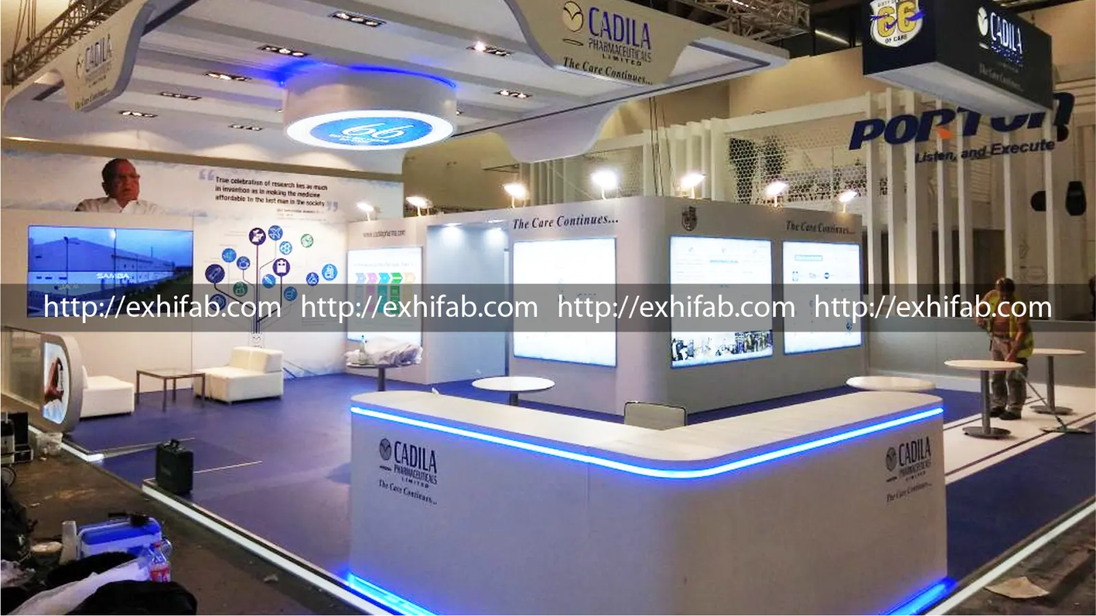 Double-decker exhibition stall designed and fabricated for Cadila Pharmaceuticals at CPhI